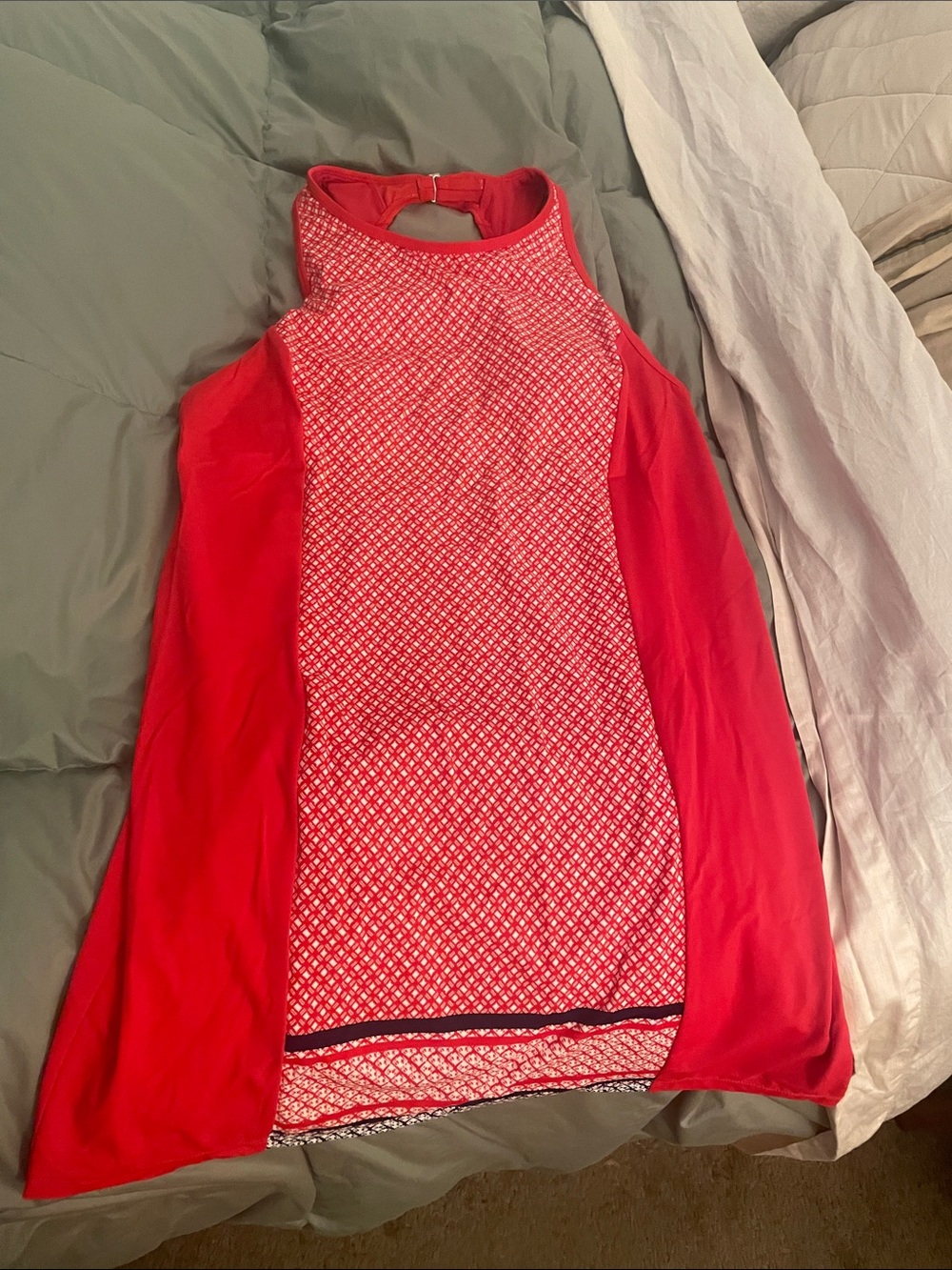 Tropical Escape Red Sleeveless Patterned swim dress